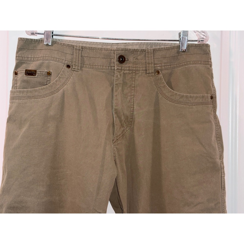 Kuhl Rydr Mens 36x32 Khaki Tan Articulated Knee Heavyweight Cotton Stretch Pants